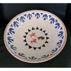 Fitz & Floyd 3D BOWL Omnibus OCI Japan Native Americana Indians Chasing Buffalo